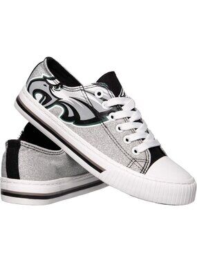 Stylish Women's Glitter Low Top Canvas Sneakers - NFL Team Logo Fashion Shoes